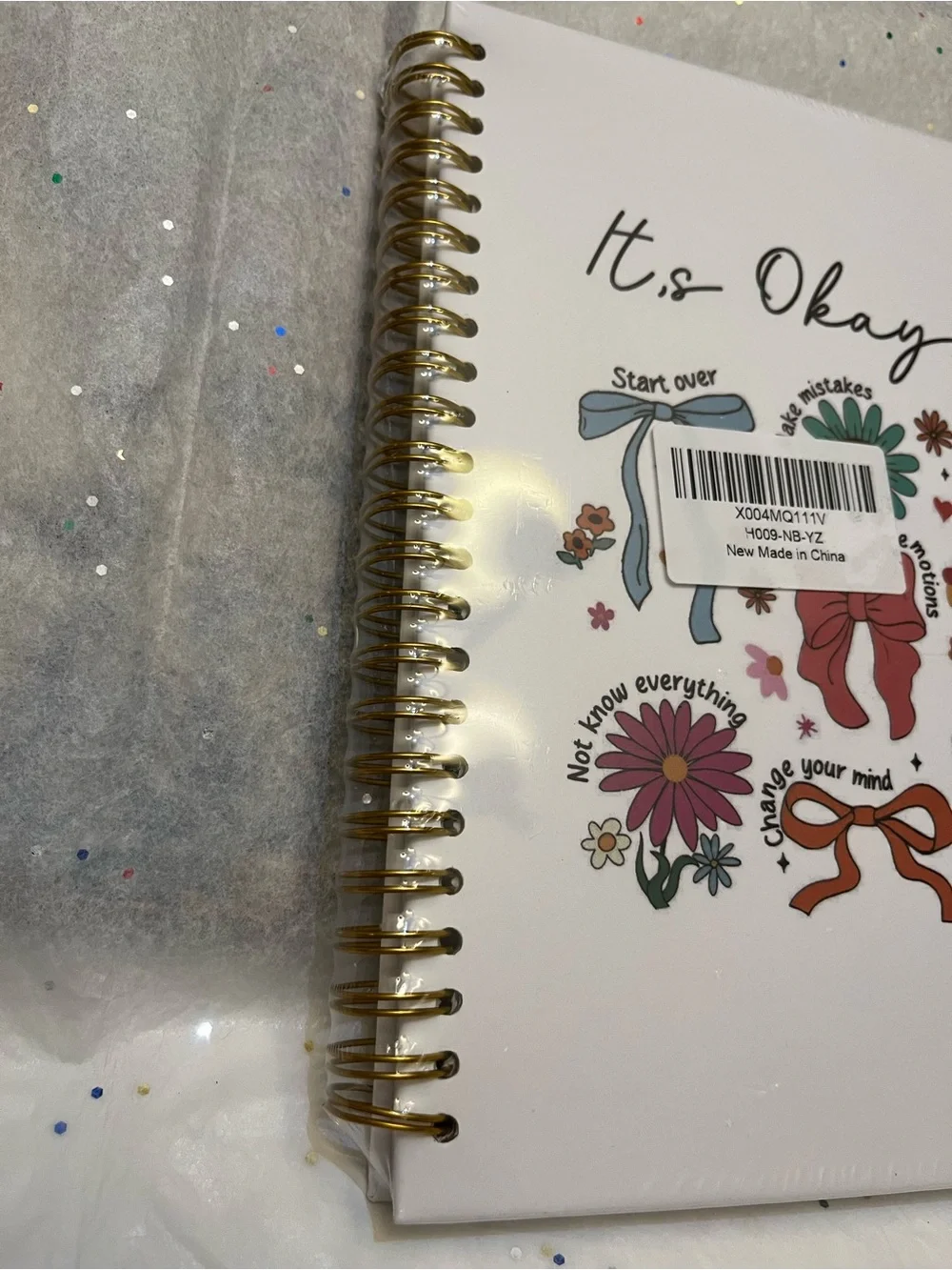 It’s Okay to… Spiral Notebook - White Floral Design
